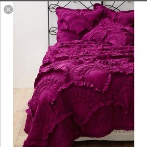 Anthropology Euro Shams Raspberry Two NIB